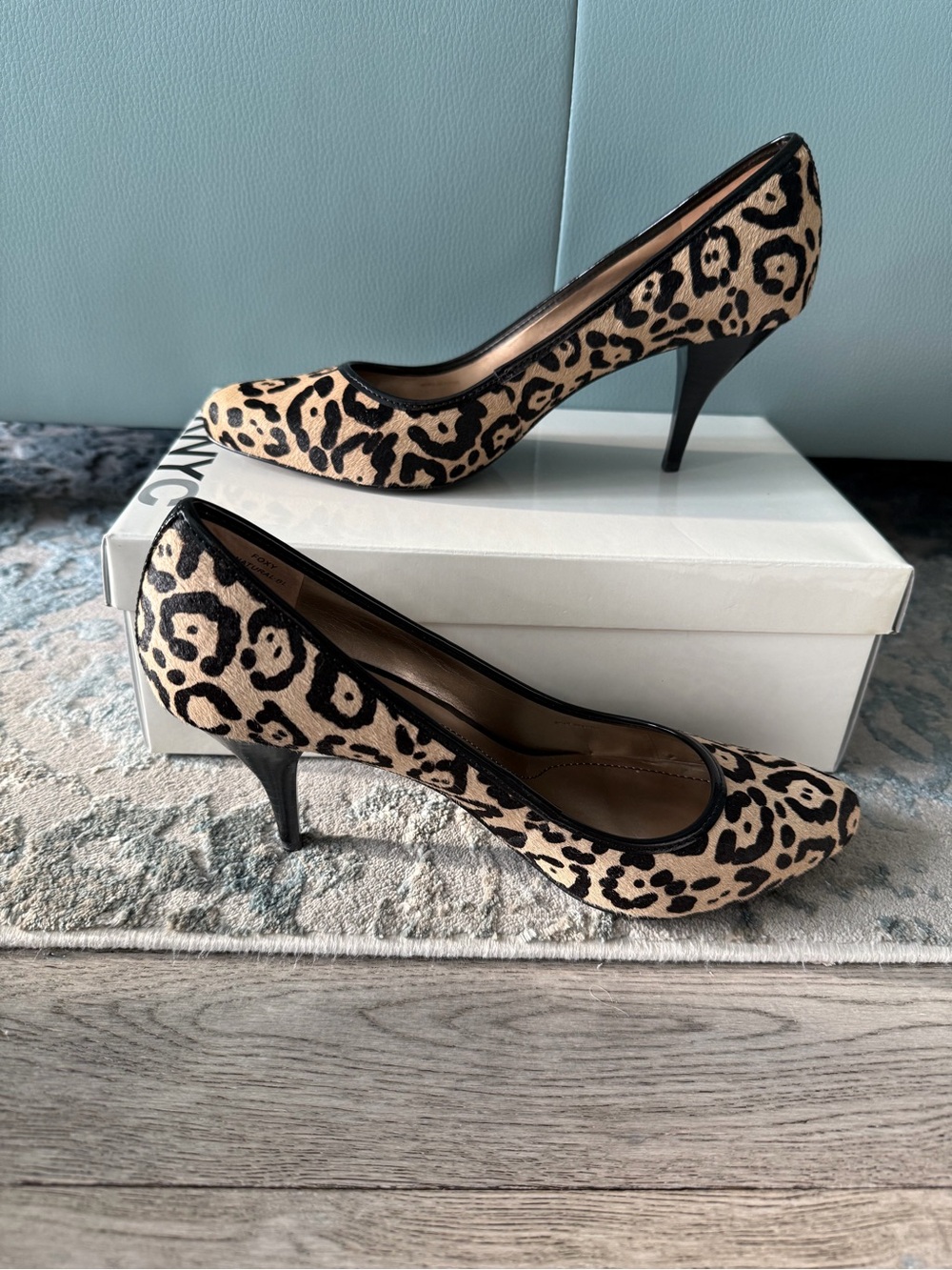 DKNYC Leopard Print 3” Heels - Black and Tan - 9